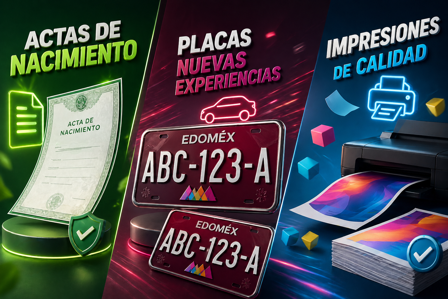 Servicios destacados: actas, placas e impresiones